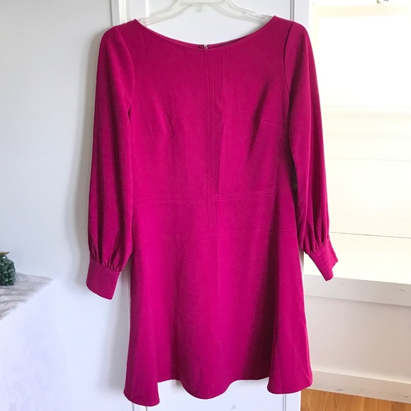 VINCE CAMUTO Fit & Flare Dress Long Sleeve Magenta Pink Women's Plus Size 14 - Picture 2 of 16